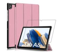 Ebeststar - Housse + Film Verre Trenpé Samsung Galaxy Tab A8 10.5 (2021) Sm-X200 X205 Etui Coque Slim Smart Case Vitre Protection, Or Rose Gold [Dimensions Precises Tablette : 246.8 X 161.9 X 6.9 Mm,