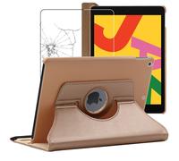 Ebeststar - Housse + Film Vitre En Verre Trempé Pour Ipad 10.2 (2019, 2020, 2021) Coque Etui Protection Pu Cuir, Or / Doré [Dimensions Precises Tablette : 250.6 X 174.1 X 7.5mm, Écran 10.2'']
