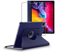 Ebeststar - Housse + Film Vitre En Verre Trempé Pour Ipad Air (2020) 10.9, Ipad Air 4 Coque Etui Protection Pu Cuir, Bleu Foncé [Dimensions Precises Tablette : 247.6 X 178.5 X 6.1 Mm, Écran 10.9'']