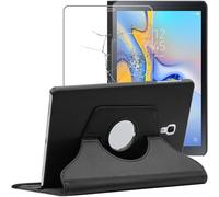 Ebeststar - Housse + Film Vitre En Verre Trempé Pour Samsung Galaxy Tab A 10.5 (2018) T590 T595 Coque Etui Protection Pu Cuir, Noir [Dimensions Precises Tablette : 260 X 161.1 X 8.0mm, Écran 10.5'']