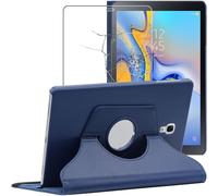 Ebeststar - Housse + Film Vitre En Verre Trempé Pour Samsung Galaxy Tab A 10.5 (2018) T590 T595 Coque Etui Protection Pu Cuir, Bleu Foncé [Dimensions Precises Tablette : 260 X 161.1 X 8.0mm, Écran 10.