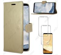 ebestStar ® Housse Portefeuille Coque Etui Protection Folio + 2 Films écran intégral 3D pour Samsung Galaxy S8, Couleur Or - Doré