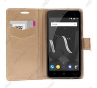 ebestStar ® Housse Portefeuille Coque Etui Protection Folio pour Wiko Jerry 2, Couleur Or / Doré [Dimensions PRECISES de votre appareil : 144 x 72.8 x 9.3 mm, écran 5'']