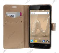 ebestStar ® Housse Portefeuille Coque Etui Protection Folio pour Wiko Sunny 2 Plus, Couleur Jaune / Dorée [Dimensions de votre appareil : 146.3 x 73.7 x 9.8 mm]
