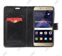 Ebeststar ® Housse Portefeuille Coque Etui Protection Folio + Vitre Anti Casse Film Écran Verre Trempé Pour Huawei P8 Lite (2017), Couleur Noir [Note Importante Lire Description]
