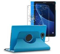 Housse pour Galaxy Tab A6 A 10.1 (2018, 2016) T580 T585 Support Rotatif 360 PU Cuir, Bleu + Film VERRE Trempé