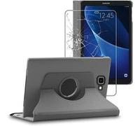 Housse pour Galaxy Tab A6 A 10.1 (2018, 2016) T580 T585 Support Rotatif 360 PU Cuir, Gris + Film VERRE Trempé