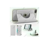 Housse Tablette GENERIQUE ebestStar pour Apple iPhone 5S, 5 - Housse Coque Etui PU cuir rotatif avec support à rotation 360° + Film protection d'écran, Couleur Blanc