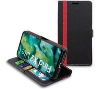 ebestStar - Coque pour Oppo Find X2 Lite, Etui Portefeuille Protection, Housse Pochette PU Cuir Porte Carte, Noir/Rouge