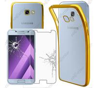 ebestStar ® pour Samsung Galaxy A5 2017 A520F - Housse Etui Coque Silicone Gel Souple Ultra Fine 0,3mm et INVISIBLE + Film Protection écran en Verre Trempé, Couleur Transparent / Or [Note Importante L