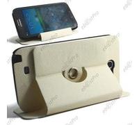 ebestStar ® pour Samsung Galaxy Note 2 N7100 - Housse Coque Etui PU cuir rotatif avec support à rotation 360° + Film protection d'écran, Couleur Blanc Blanc G
