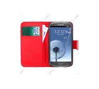 ebestStar pour Samsung Galaxy S3 i9300 i9305 - Housse Coque Etui Portefeuille Folio book livre Simili Cuir, Couleur Rouge, avec 1 Verre Trempé