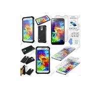 ebestStar - Coque Compatible avec Samsung S5 G900F, Galaxy S5 New G903F Neo Etui Housse Duo Bi-Couches Silicone et Polycarbonate, Gris +Film écran en Verre Trempé [Appareil:142 x 72.5 x 8.1mm, 5.1'']