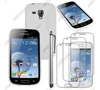 ebestStar - Coque Compatible avec Samsung Galaxy Trend S7560, S Duos S7562 Etui Housse Silicone Gel TPU Souple Motif S-Line + Stylet + 3 Films d'écran, Blanc [Appareil: 121.5 x 63.1 x 10.5mm, 4.0'']
