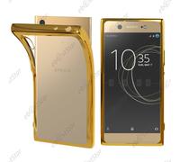 Ebeststar ® Pour Sony Xperia Xa1, Xa1 Dual (2017) - Housse Etui Coque Silicone Gel Souple Ultra Fine 0,3mm Et Invisible, Couleur Transparent / Or [Dimensions Precises De Votre Appareil : 145 X 67 X 8