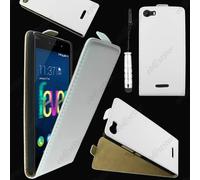 ebestStar ® pour Wiko Fever 4G - Housse Coque Etui en PU cuir à rabat ultra fine (SLIM case) + Mini Stylet, Couleur Blanc