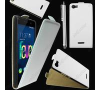 Ebeststar ® Pour Wiko Fever 4g - Housse Coque Etui En Pu Cuir À Rabat Ultra Fine (Slim Case) + Stylet, Couleur Blanc