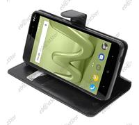 ebestStar ® pour Wiko Lenny 4 Plus - Housse Coque Etui Portefeuille Support Folio Simi Cuir, Couleur Noir [Dimensions PRECISES de votre appareil : 156 x 79 x 9.35 mm, écran 5.5'']