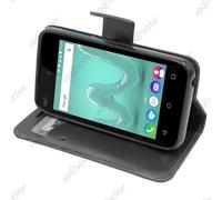 Ebeststar ® Pour Wiko Sunny 2 - Housse Coque Etui Portefeuille Support Folio Simi Cuir, Couleur Noir [Dimensions Precises De Votre Appareil : 126.6 X 66.3 X 11.4 Mm, Écran 4'']