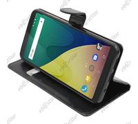pour Wiko View XL - Housse Coque Etui Portefeuille Folio book livre Simili Cuir, Couleur Nero [Dimensions PRECISES de votre appareil : 158.1 x 76.5