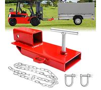 EBESTTECH Attelage de remorque pour chariot élévateur avec récepteur de 5 cm, adaptateur de remorquage avec chaîne, rouge
