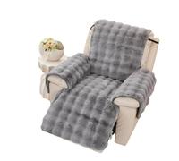 Ebeta Housse de Protection de Fauteuil en Peluche Douce, Housse d'accoudoir, Nouvelle Housse de Fauteuil antidérapante, Housse de Chaise de Relaxation Moelleuse en Fausse Fourrure (Gris)