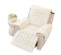Ebeta Housse de Protection de Fauteuil en Peluche Douce, Housse d'accoudoir, Nouvelle Housse de Fauteuil antidérapante, Housse de Chaise de Relaxation Moelleuse en Fausse Fourrure (Blanc)