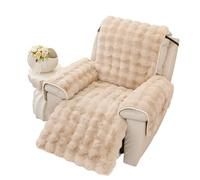 Ebeta Housse de Protection de Fauteuil en Peluche Douce, Housse d'accoudoir, Nouvelle Housse de Fauteuil antidérapante, Housse de Chaise de Relaxation Moelleuse en Fausse Fourrure (Marron Clair)