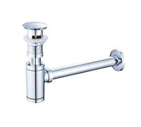 EBGAZSPD Bouchon for canalisation Pop-Up avec trop-Plein, piège à Bouteille for lavabo de Salle de Bains, Kit de vidange d'évier, Siphon de vidange des déchets chromé(No Drain)