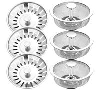 EBGAZSPD Crépine d'évier de Cuisine avec Bouchon de poignée, Panier de vidange d'évier, Filtre à Mailles en Acier Inoxydable, Filtre à déchets, piège à Trous(A -3pcs)