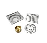 EBGAZSPD Drain de Sol Anti-Odeur en Acier Inoxydable brossé, Salle de Bains, Cuisine, évier, Douche, piège à déchets, Drainage linéaire carré de 4 Pouces(Type E)