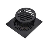 EBGAZSPD Drain de Sol commun for Salle de Bains, Anti-Odeur, carré en Laiton Noir, piège à déchets, Grille à déchets, Couvercle Rond, Filtre à Cheveux, Accessoires de Douche
