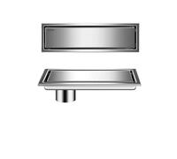 EBGAZSPD Drain de Sol Invisible en Acier Inoxydable for Salle de Bain Drain de Sol étendu caché doré Drain de Douche Anti-Odeur Drain de Salle de Bain(Brushed Silver Side,10x60cm)