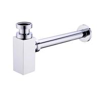 EBGAZSPD Piège à Bouteilles d'évier de Salle de Bains, Kits de tuyaux de Siphon de déchets de lavabo, Fixation de Filtre Pop-Up Moderne en Laiton Noir, Bouchon d'insecte de Toilette(Chrome)