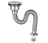 EBGAZSPD Tuyau de vidange d'évier de Cuisine, crépine d'évier en Acier Inoxydable avec Bouchon d'évier/Couvercle d'étanchéité, Tuyau d'égout d'évier de Cuisine, Tuyau de vidange(Chrome)