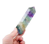 EBGDFGBQFE Stone Feather Fluorite Crystal Four Side Column Point Quartz Tower Home Decoration Ornaments (Size : 250-300g)
