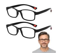 EBHO 2 Pièces Lunettes de lecture pour hommes - Lunettes de lecture à monture métallique fine bloquant la lumière bleue pour hommes/femmes, à mise au point automatique(100 degrés)