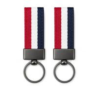EBHO 2 Pièces Porte-clés drapeau de la France, drapeau français porte-clés en cuir et anneau en métal, pas facile à casser, inoxydable et résistant à la lumière