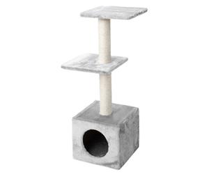 EBI-Arbre à chat avec panier et griffoir coloris gris Palazzo - 90 cm