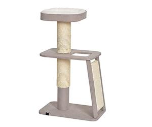 Ebi, Arbre à Chat Miyato 56x36x91cm Marron, griffoir, avec Finition en Tissu, Panier avec Coussin en Mousse Confortable en Tissu Teddy Planche à gratter Verticale, Diamètre du Tronc de 120 mm,