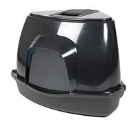 Ebi, Bac à Litière d'angle Prism, 60 Zen Series M - 38x56x40cm Noir, avec Pieds antidérapants, avec Porte Noire Semi-Transparente et poignée, Filtre à Charbon Qui absorbe Les odeurs, en Plastique