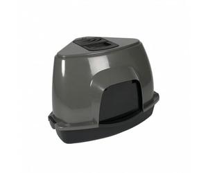 Ebi, Bac à Litière Prism, 60 Zen Series M - 38x56x40cm Gris foncé,avec Pieds antidérapants, avec Porte Noire Semi-Transparente et poignée, Filtre à Charbon Qui absorbe Les odeurs, en Plastique