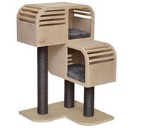 EBI, Griffoir Atlas 90 Beige/Anthracite, Griffoirs de 90 mm et sisal de 5,2 mm d'épaisseur, Coins arrondis et Trous d'observation, avec Coussins Doux en Fausse Fourrure de Lapin, Design hollandais