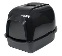 Ebi, Maison de Toilette pour Chat, Eclipse Noir 43x56x40 cm, Bac couvert, Avec pieds antidérapants, Avec porte noire semi-transparente et poignée, Filtre à charbon qui absorbe les odeurs, En plastique
