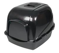 Ebi, Maison de Toilette pour Chat, Eclipse Noir 56x70x46 cm, Bac couvert, Avec pieds antidérapants, Avec porte noire semi-transparente et poignée, Filtre à charbon qui absorbe les odeurs, En plastique