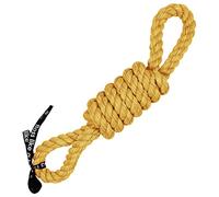 EBI, 'Tug Life' Jeu Corde 2 Boucles 52 cm Jaune, avec Boucle pour rapporter et Tirer, Coton solidement torsadé Mélange de Couleur Jaune, Jusqu`au cœur Contribue à des Dents et des gencives saines