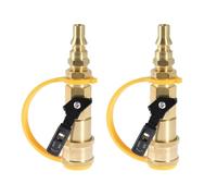 EBIEFLY Lot de 2 adaptateurs de connexion rapide de 6,35 mm pour tuyau de propane/gaz naturel, kit de connexion/déconnexion rapide de 6,35 mm, vanne d'arrêt et bouchon complet 100 % laiton massif