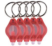 Ebilun 10pcs LED lampe de poche porte-clés doigt lumière Lampe torche Mini Lumière vive lampe de poche avec porte-clés pour les zones sombres Camping/Chasse/Randonnée (rouge)