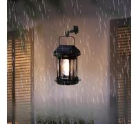 EBILUN Applique murale solaire avec détecteur de mouvement, 2400 mAh, USB, lampe suspendue étanche avec poignée pour décoration de cour, allée, terrasse (noir, 1)