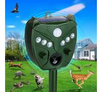 EBILUN Lot de 2 répulsifs solaires à ultrasons pour chats, chiens, oiseaux et renards - 5 modes réglables avec flash LED - Chargement USB et étanche